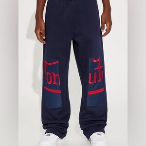 Von Dutch Navy Drawstring Sweatpants with Logo Tag